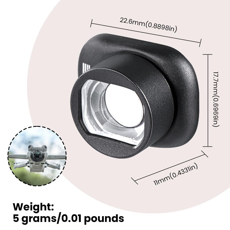 SOLARAE Mini 4 Pro Wide-Angle Lens, High-Definition Optical Glass, for Dji Mini 4 Pro Accessory, Easy To Install And Remove, Expand The Drone Shooting Angle Hd Lens - Image 5