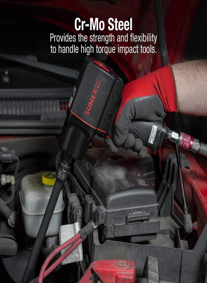 SUNEX TOOLS 2504, 1/2 Inch Drive Impact Extension Set, 4 Piece, SAE, 3 Inch - 15 Inch, Cr-Mo Steel, Radius Corner Design, Wobble Drive, Steel Ball Retainer, Dual Size Markings, with Storage Tray - Image 5