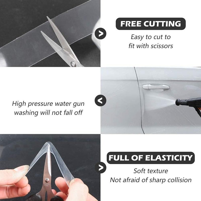 Scalebee High Glossy Anti Scratch Paint Protection Film Tape PPF for Car Protection & Decoration for All Car Door Transparent Adhesive Seal Strip Door Edge Guard (Transparent) - Image 2