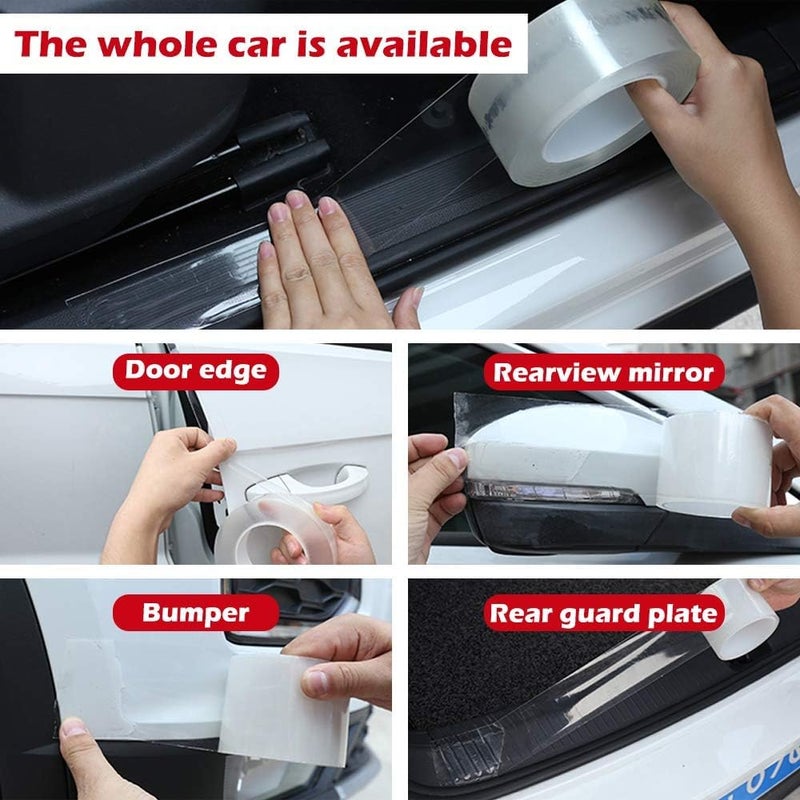 Scalebee High Glossy Anti Scratch Paint Protection Film Tape PPF for Car Protection & Decoration for All Car Door Transparent Adhesive Seal Strip Door Edge Guard (Transparent) - Image 5