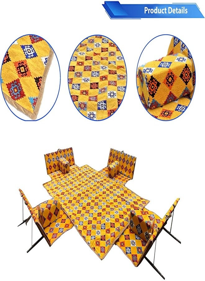 Cady One A heritage floor seating set consisting of 9 pieces, suitable for travel, land trips, and the garden. A ground camping mattress set with four perches and 4 chairs, 120 cm in size, and a high-quality cloth rug, 2*2 meters in size, sufficient for 8 people.  - Image 3