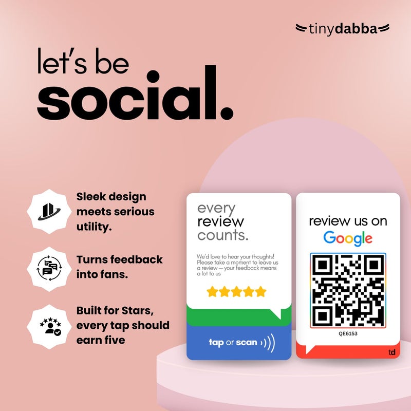 Tinydabba NFC & QR Tap or Scan Feedback Card for Business – Contactless Link Sharing for Shops, Clinics, Salons, Restaurants – Durable PVC – No App Required - Image 2