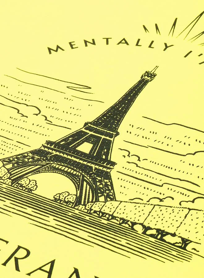 ديلينجر تيشيرت واسع بطبعة وياقة دائرية