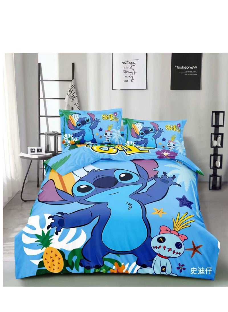 4pcs set Cartoon character Single Size Comforter set 160x210cm , fitted sheets size (120x200)+30cm Cotton and polyester Modern kids comforter