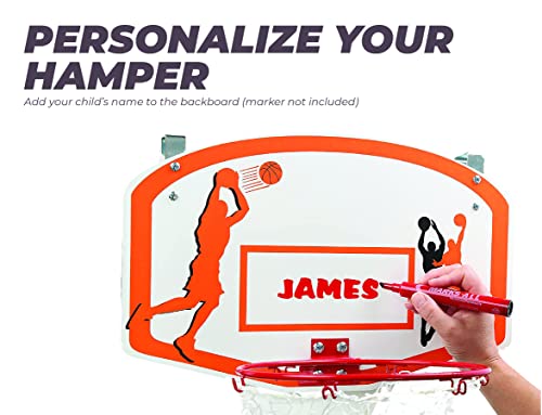 Etna Over the Door Basketball Laundry Hamper - Space Saving Hanging Hamper with Metal Ring, Backboard, Drawstring Bag - Fun Laundry Solution for Kids Room, Dorm Rooms, Dunk Away Dirty Laundry - Image 5