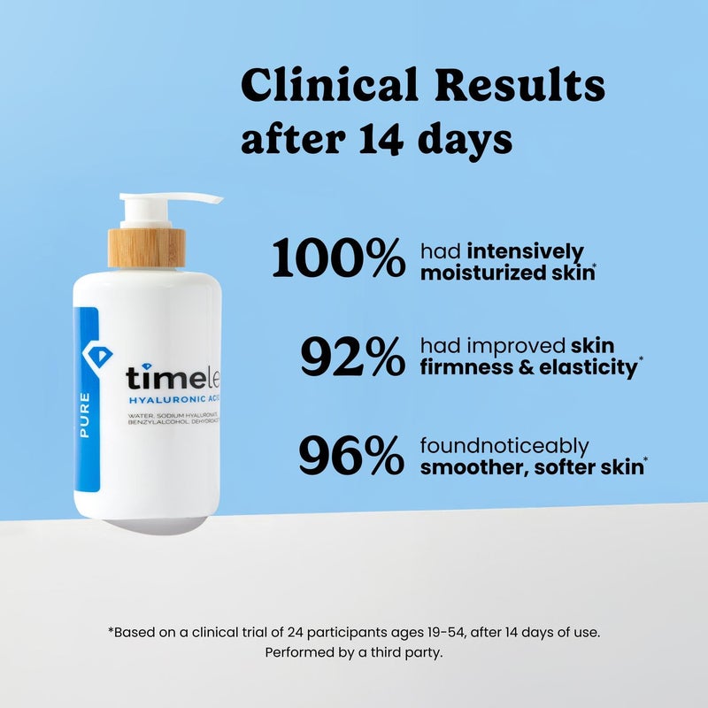 Timeless Skin Care سيروم حمض الهيالورونيك 100% نقي من تيمليس سكين كير - سيروم مرطب للوجه للعناية الشخصية - خالي من العطور - حمض الهيالورونيك - للعناية بالبشرة - 8 أونصات - Image 3