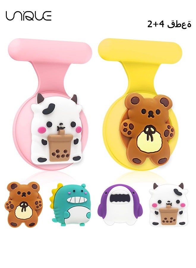 يونيك 6 قطع AirTag حامل للأطفال - بروش مخفي - حزام ساعة محمول - حزام المعصم تاج بوي ملحق (وردي / أصفر) - Image 1