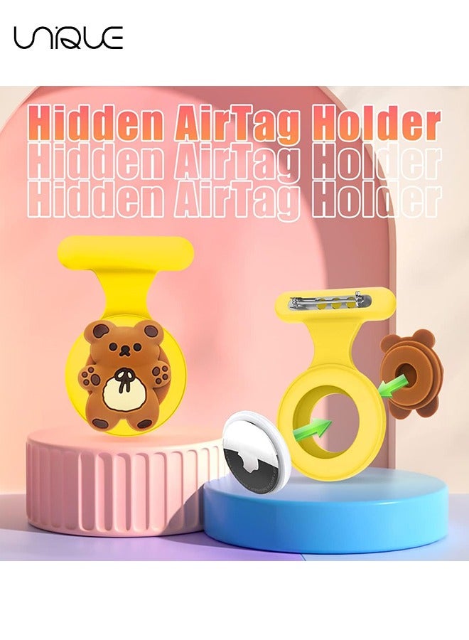 يونيك 6 قطع AirTag حامل للأطفال - بروش مخفي - حزام ساعة محمول - حزام المعصم تاج بوي ملحق (وردي / أصفر) - Image 2