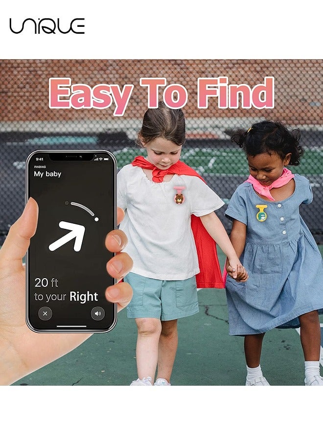 يونيك 6 قطع AirTag حامل للأطفال - بروش مخفي - حزام ساعة محمول - حزام المعصم تاج بوي ملحق (وردي / أصفر) - Image 4
