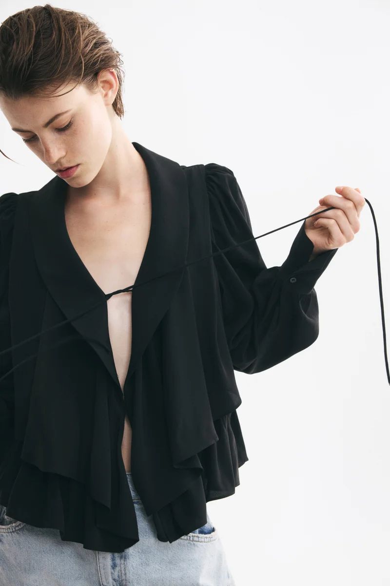 H&M  Shawl-collared peplum blouse for Women | Best Price UAE
