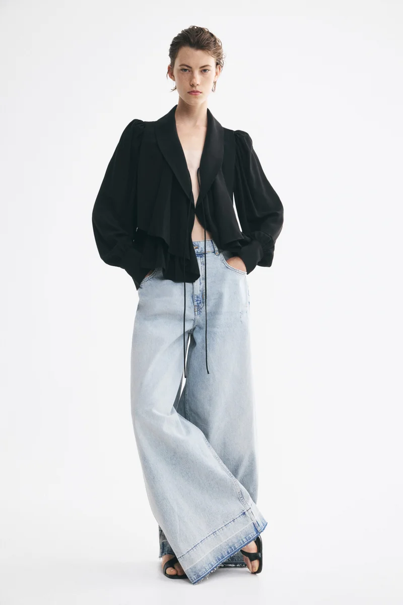 H&M  Shawl-collared peplum blouse for Women | Best Price UAE