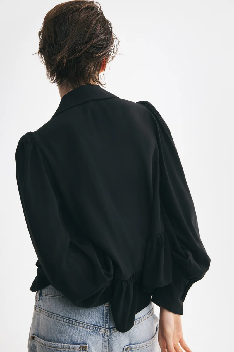 H&M  Shawl-collared peplum blouse for Women | Best Price UAE