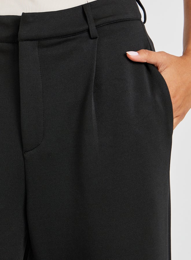 Styli Solid Pleated Wide Leg Knit Pants - Image 2