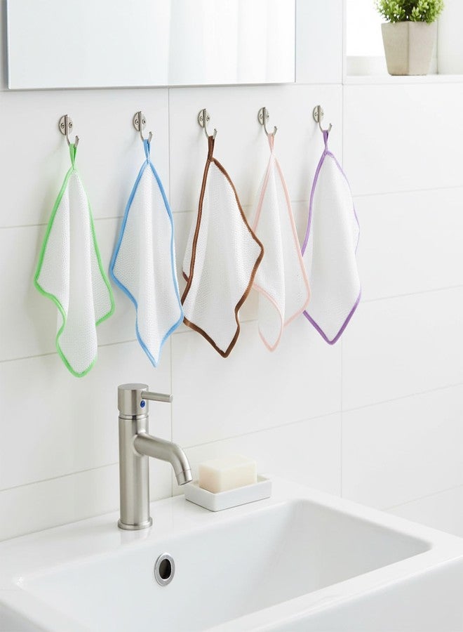 Fyntave 5 PCS Soft Weave Washcloth for Face, Double Sided Shower Washs Cloth Washcloth with Loop Massage Bath Cloth Towel Weave Bath for Deep Cleaning Face Body Wash Cloths for Shower Men Women - Image 5
