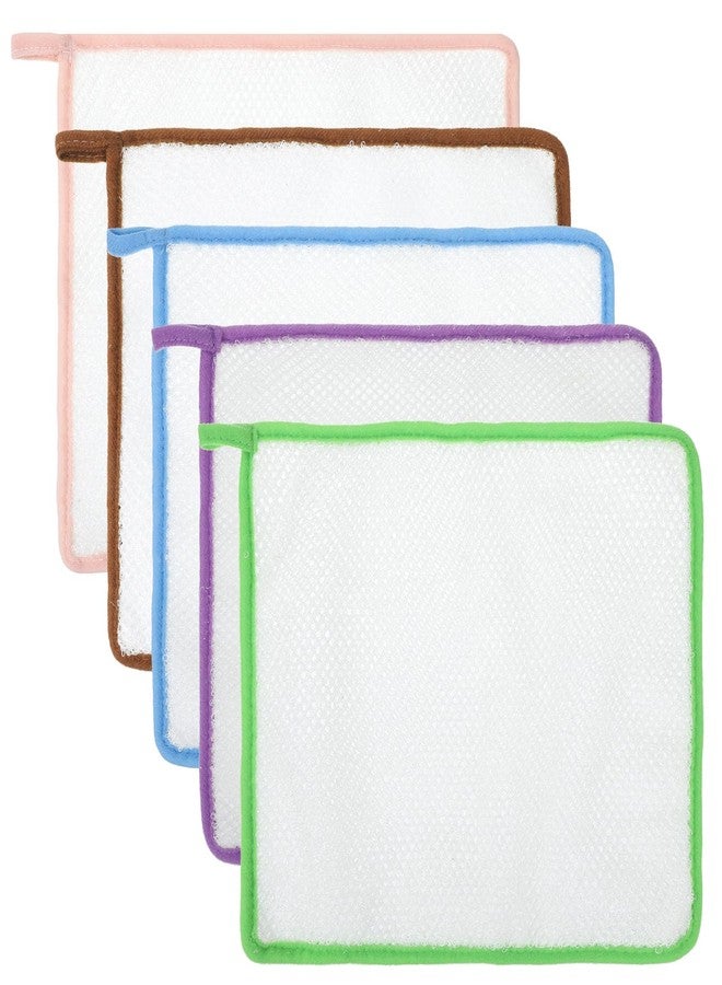 Fyntave 5 PCS Soft Weave Washcloth for Face, Double Sided Shower Washs Cloth Washcloth with Loop Massage Bath Cloth Towel Weave Bath for Deep Cleaning Face Body Wash Cloths for Shower Men Women - Image 1
