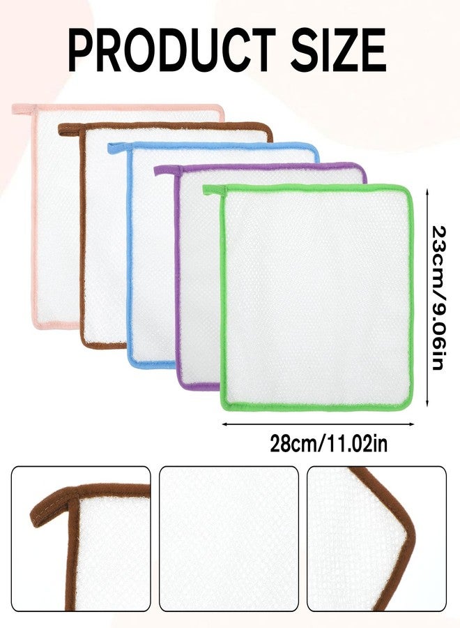 Fyntave 5 PCS Soft Weave Washcloth for Face, Double Sided Shower Washs Cloth Washcloth with Loop Massage Bath Cloth Towel Weave Bath for Deep Cleaning Face Body Wash Cloths for Shower Men Women - Image 2