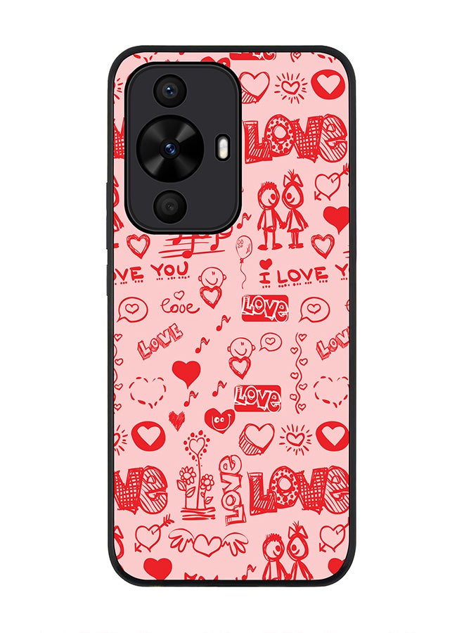 Stylizedd Rugged Black edge case for Huawei nova 12s / Huawei nova 11/ Huawei nova 12 Lite 4G, Slim fit Case Flexible Anti Drop TPU Gel Thin Cover - Love Doodle - Image 1