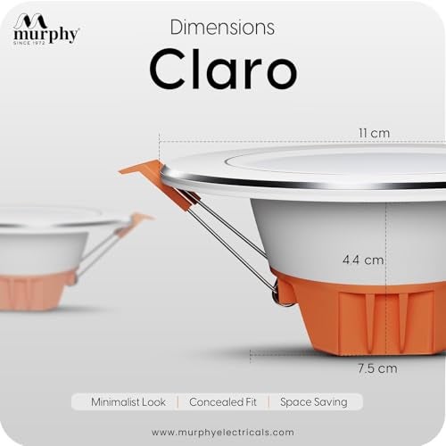 Murphy Claro 9W Concealed LED Downlight | Pack of 20 | Cool White |Aluminium Finish | Eye-Caring & Long-Lasting Brightness | 2 Years Warranty | Suited for 3 Inch Junction Box - Image 4