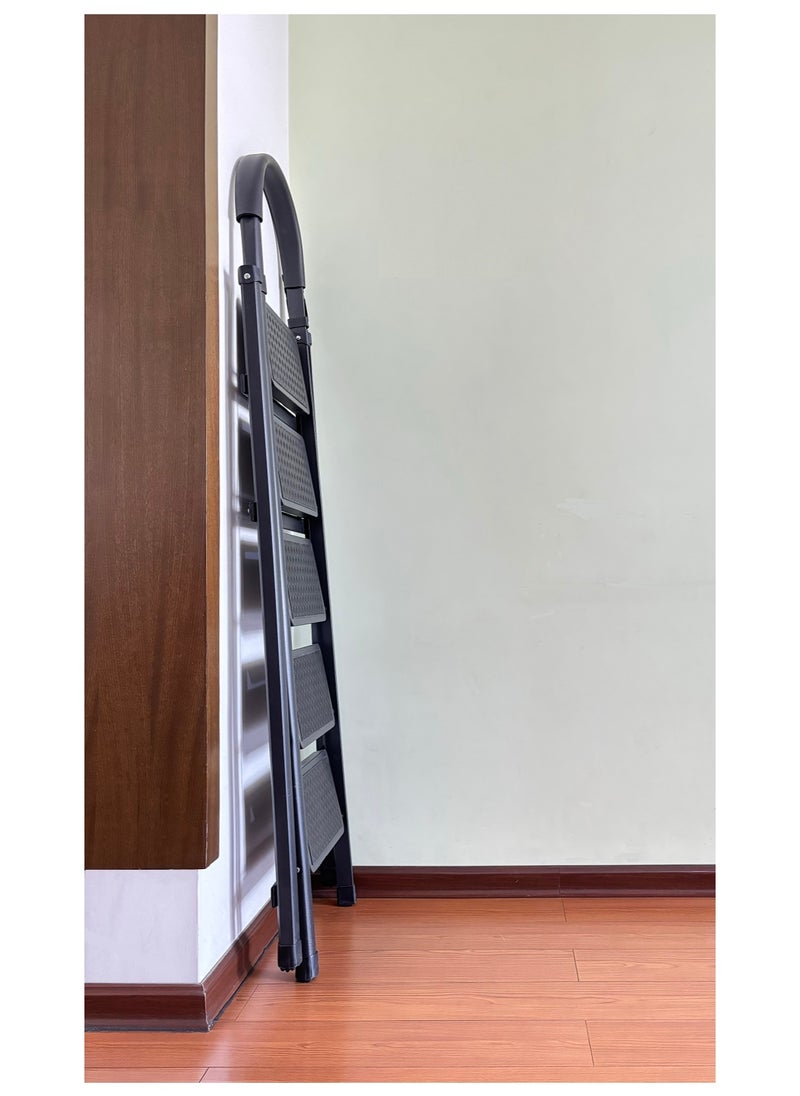 General - 5 Steps Ladder，Foldable Ladder 5 Steps，Home Ladder 5 Step（Black） - Image 1