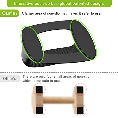 Kipika Push Up Bars, Pushup Stands With Thickened Soft Plastic Handle, Stable and Non-Slip Base, Pushup Handles Perfect for Floor Strength Training (Black) - Image 2