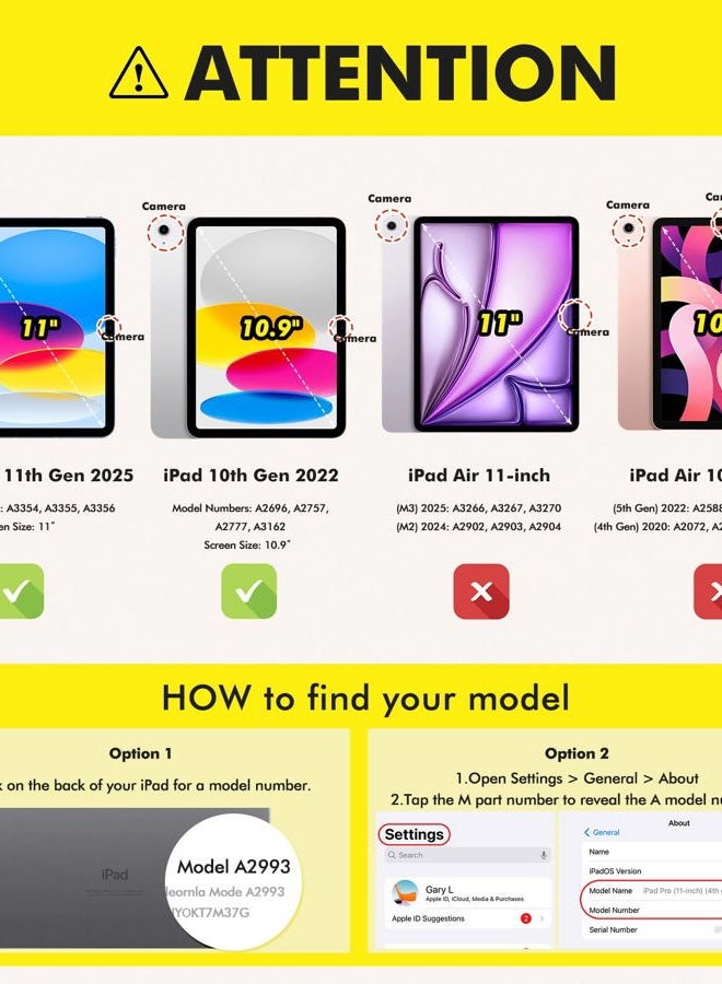 Infiland حافظة أطفال لجهاز iPad A16 بحجم 11 بوصة 2025 (الجيل الحادي عشر)، iPad الجيل العاشر (10.9 بوصة 2022)، غلاف واقي ناعم مقاوم للصدمات مع حامل قلم/مقبض (وردي بنفسجي) - Image 2