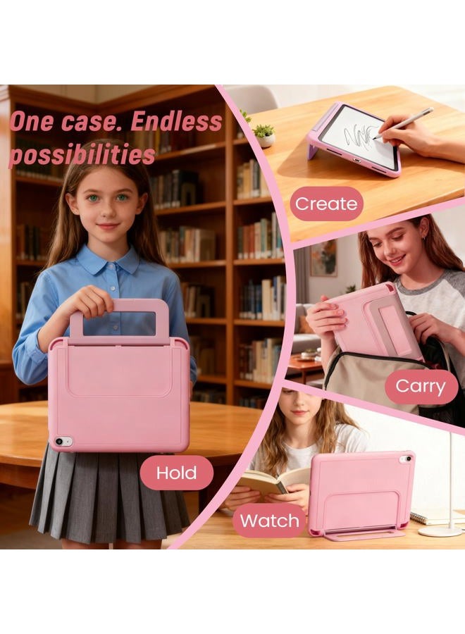 Infiland حافظة أطفال لجهاز iPad A16 بحجم 11 بوصة 2025 (الجيل الحادي عشر)، iPad الجيل العاشر (10.9 بوصة 2022)، غلاف واقي ناعم مقاوم للصدمات مع حامل قلم/مقبض (وردي بنفسجي) - Image 4