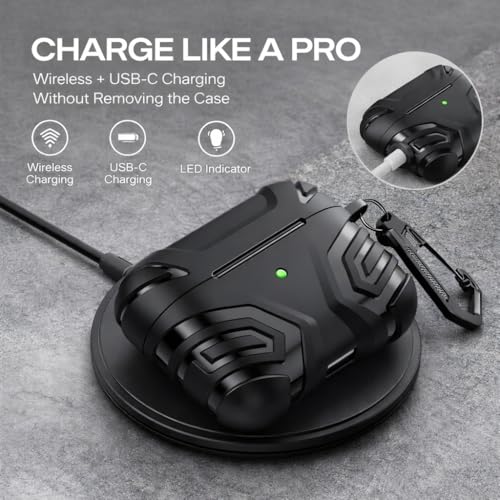 Mizi AirPods Pro 3 Cover Case (2025), Compatible with Airpods Pro 3rd Generation (USB-C Cable) - Full Body Shockproof Hard Protection Design - Black - Image 4