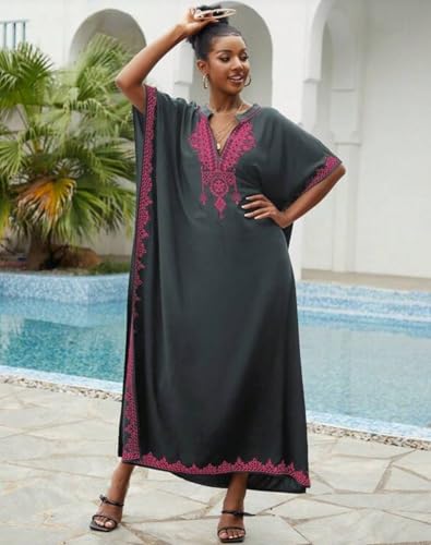 IMAGEKOPE Kaftan Dresses for Women Swimsuit Coverup Plus Size Beach Caftan Cover Ups for Swimwear Embroidery - Image 3