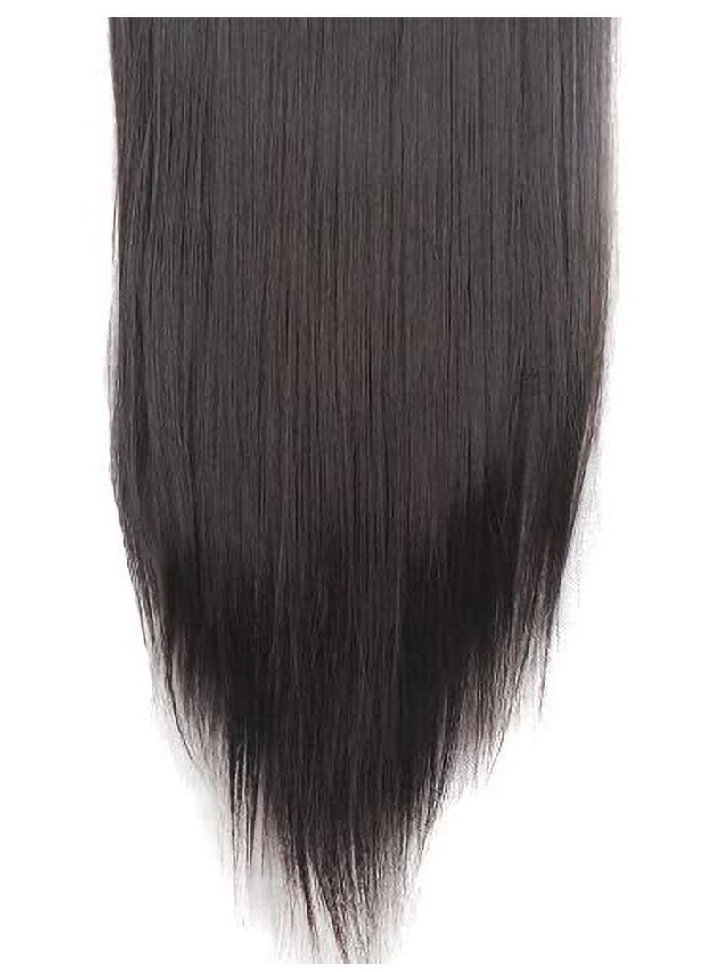 إستيل 7 قطع 16 مشابك 23 بوصة إلى 24 بوصة سميكة مجعد مستقيم كامل الرأس كليب في لحمة مزدوجة وصلات شعر بني داكن مستقيم - Image 2