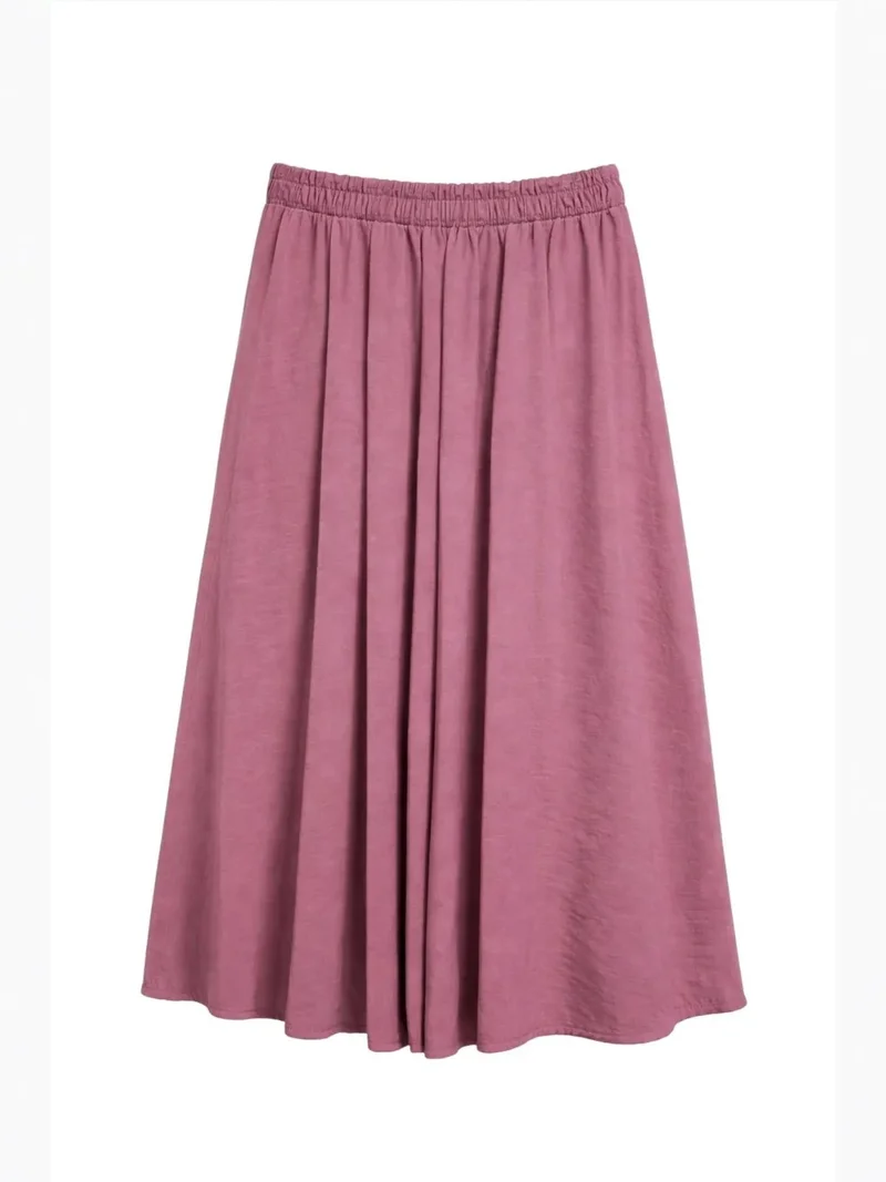 Mixray Periwinkle Purple Mixray High Waist Maxi Skirt with Drawstring Waist for Women | Best Price UAE