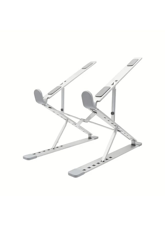 Grey Aluminum Foldable Laptop Stand Multi Level Height Adjustable Ergonomic Portable Holder for Desk - Image 1