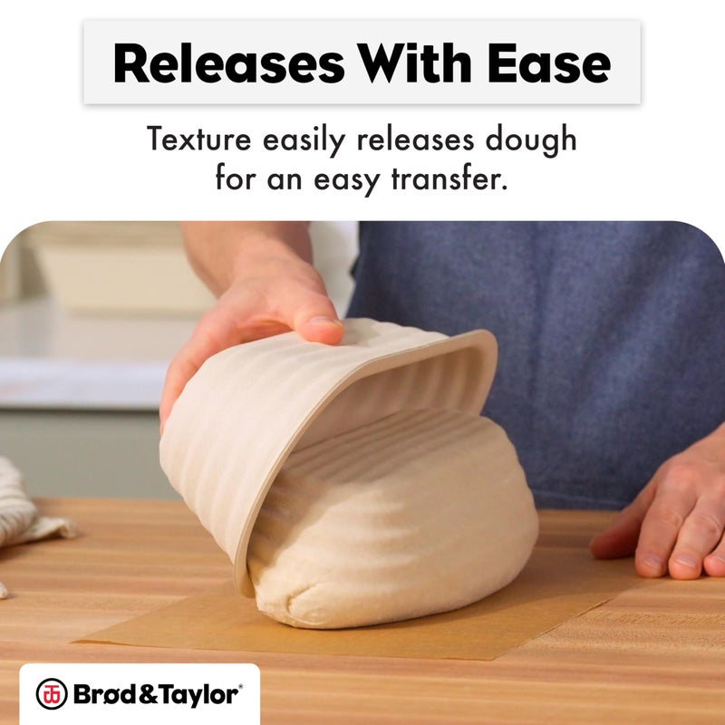 Brod & Taylor Banneton Batard 10â€ Proofing Basket for Sourdough & Artisan Bread Baking â€“ Stackable, Made From Bamboo & Sugarcane Pulp (2-Pack) - Image 4