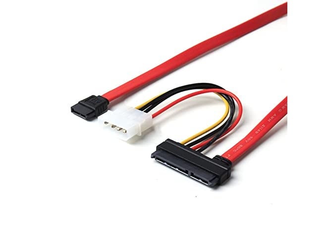 CABLESETC SATA 22pin 7+15pin Female to SATA Female Cable w/Molex IDE 4Pin Power 30cm,Multi-colored - Image 1