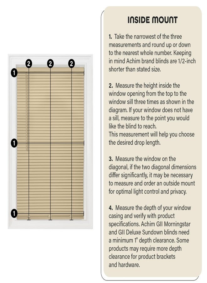 أكيم ستارة صغيرة لاسلكية لتعتيم الغرفة - عرض 32 بوصة، طول 64 بوصة، مقاس شريحة 1 بوصة - لون أبيض ناصع - ستائر أفقية لاسلكية GII Deluxe Sundown للنوافذ الداخلية من Achim Home Decor - Image 4
