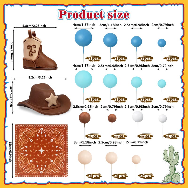 KEEPARTY 31PCS Cowboy Cake Decorations Cowboy Hat and Boot Cake Toppers Western Cowboy Cowgirl Birthday Baby Shower for Western Theme Party Favors Supplies - Image 2