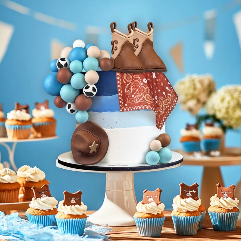KEEPARTY 31PCS Cowboy Cake Decorations Cowboy Hat and Boot Cake Toppers Western Cowboy Cowgirl Birthday Baby Shower for Western Theme Party Favors Supplies - Image 5
