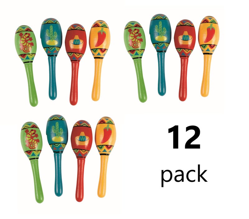 Fun Express 12 Pieces- Wooden Fiesta Maracas- Educational and Learning Activities for Kids - Image 2