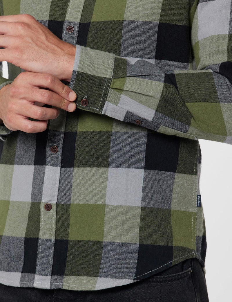Pepe Jeans Olive Checked Full Sleeved Shirt - Image 5