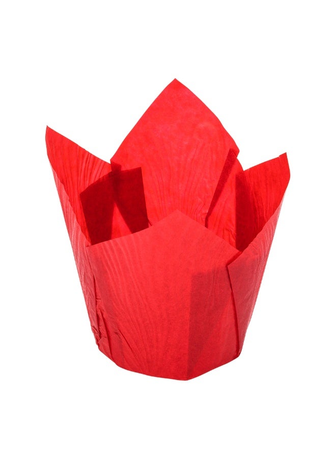 Restaurantware Panificio Premium 4 oz Red Paper Tulip Baking Cup: Paper Baking Cups Perfect for Muffins, Cupcakes or Mini Snacks - Greaseproof - Disposable and Recyclable - 200ct Box - Image 1