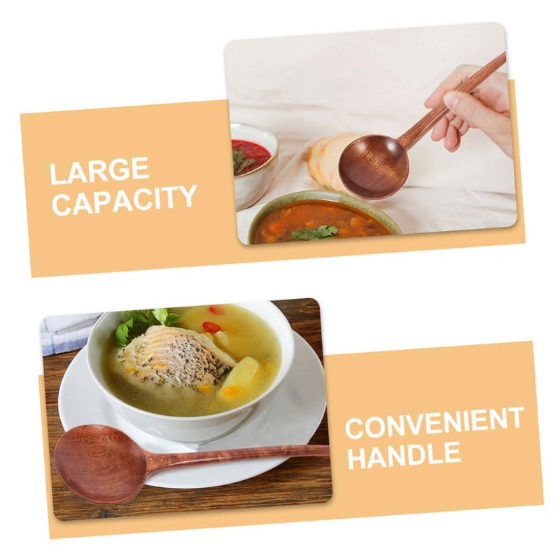 Wooden Asian Soup Spoon Ergonomic Handle for Ramen Dumplings and Porridge - Image 4