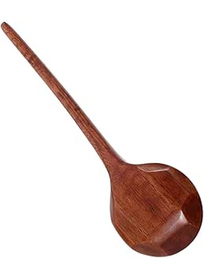 Wooden Asian Soup Spoon Ergonomic Handle for Ramen Dumplings and Porridge - Image 1