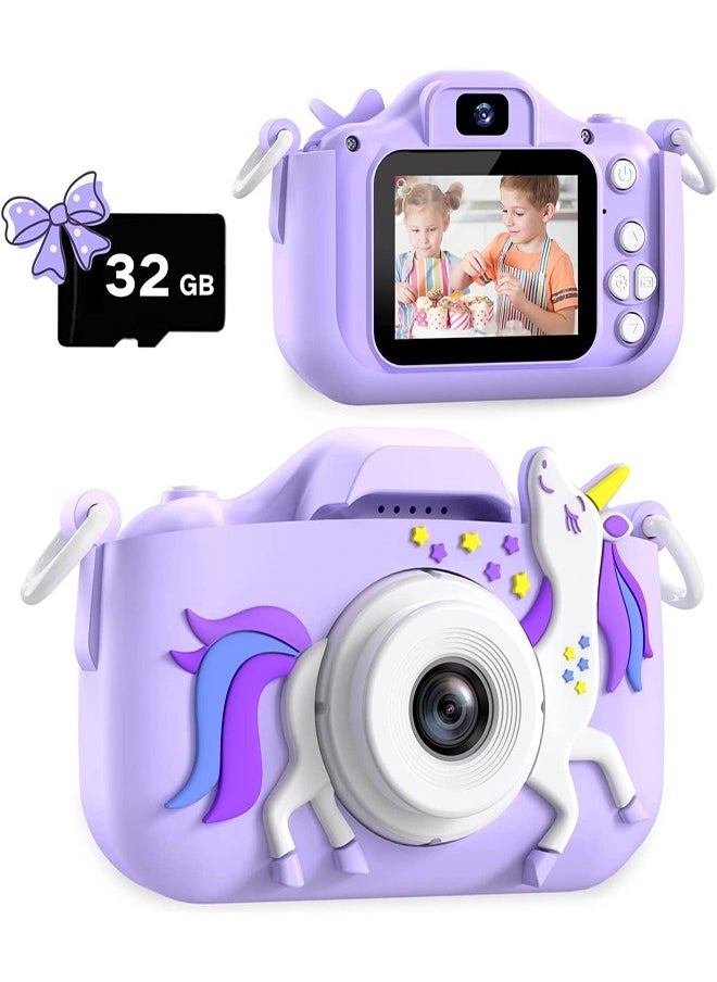 DMG TECH - 1080P HD Children's Camera 32GB Card 40MP Children's Digital Camera 3-12 Years Old Boy Birthday Gift (Purple) - Image 1