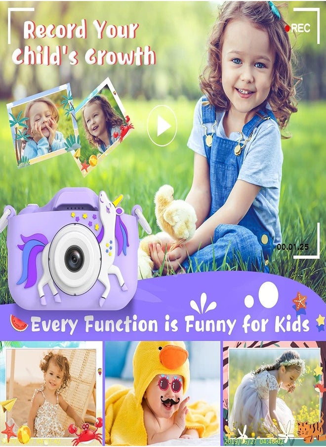 DMG TECH - 1080P HD Children's Camera 32GB Card 40MP Children's Digital Camera 3-12 Years Old Boy Birthday Gift (Purple) - Image 1