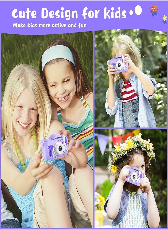 DMG TECH - 1080P HD Children's Camera 32GB Card 40MP Children's Digital Camera 3-12 Years Old Boy Birthday Gift (Purple) - Image 1