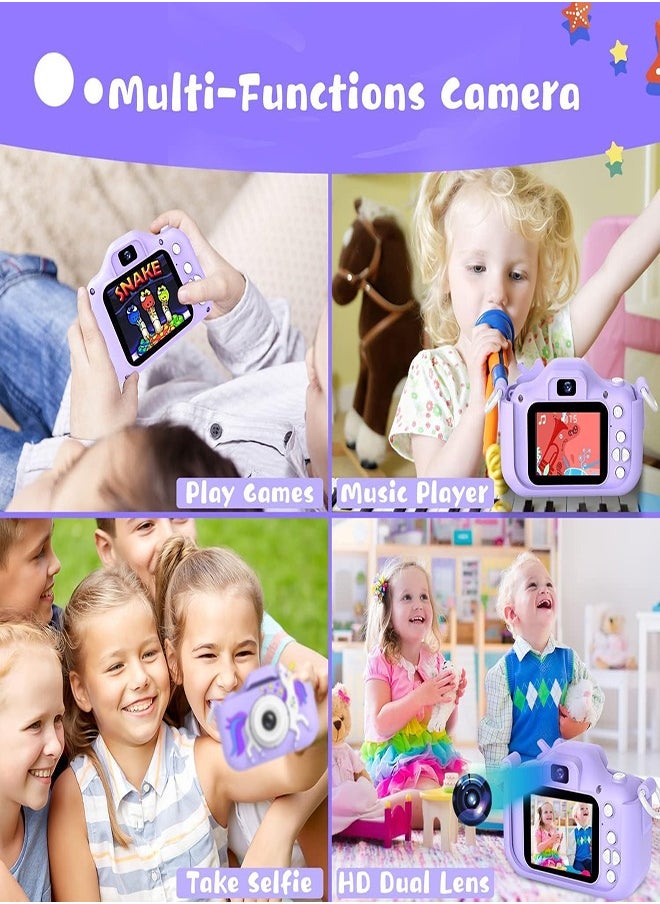 DMG TECH - 1080P HD Children's Camera 32GB Card 40MP Children's Digital Camera 3-12 Years Old Boy Birthday Gift (Purple) - Image 1