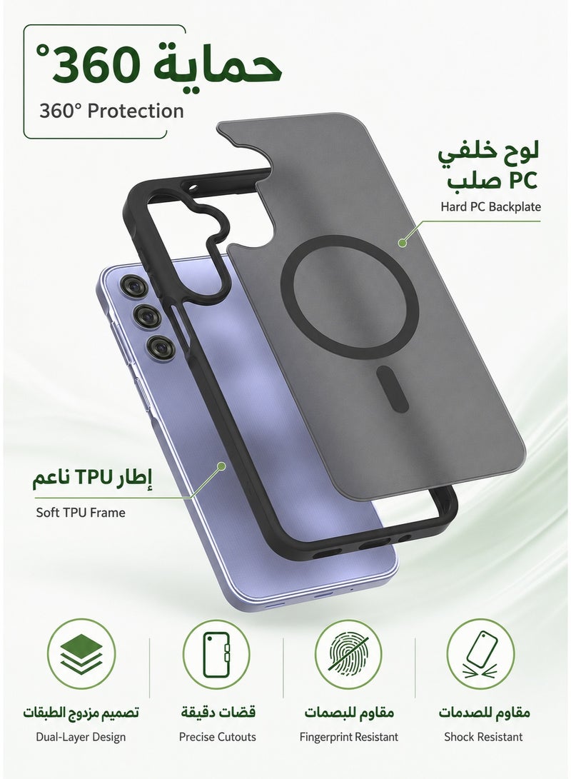 ORYXA Samsung Galaxy A16 Case, 2-in-1 Magnetic Cover with Screen Protector, Compatible with MagSafe, Shockproof Matte Slim Full-Protection Back Cover for Galaxy A16 5G/4G - Black - Image 5