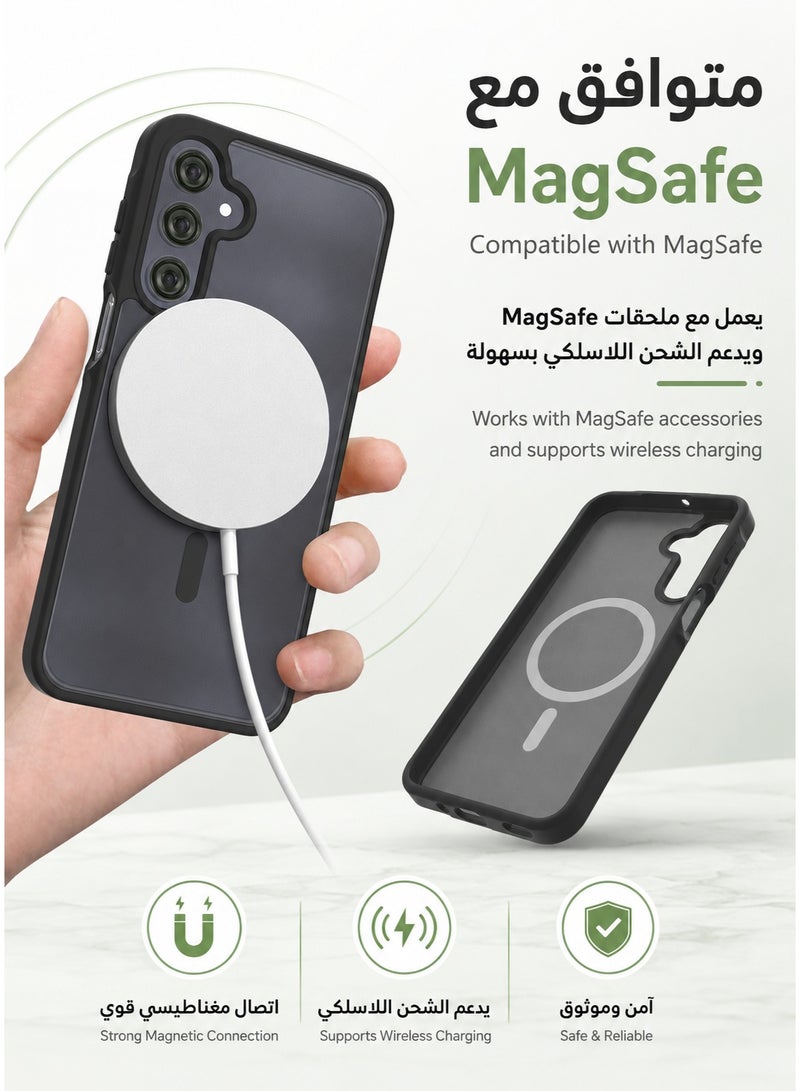 ORYXA Samsung Galaxy A16 Case, 2-in-1 Magnetic Cover with Screen Protector, Compatible with MagSafe, Shockproof Matte Slim Full-Protection Back Cover for Galaxy A16 5G/4G - Black - Image 4