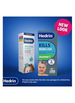 Hedrin Hedrin Head Lice Shampoo & Comb Kit, Kills Head Lice & Eggs in 5 Minutes, Clinically Tested, Suitable for Adults & Children, 200ml (8 x 25ml Treatments), (Formerly All-in-One - Packaging May Vary)  - Image 2