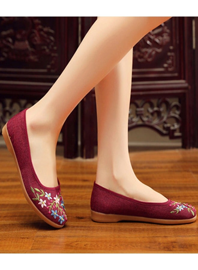ZCM-HAPPY Breathable Slip On Old Beijing Cloth Shoes for Women - Casual Lightweight Soft-Soled Embroidered Ethnic Style Dance Shoes  - Image 3