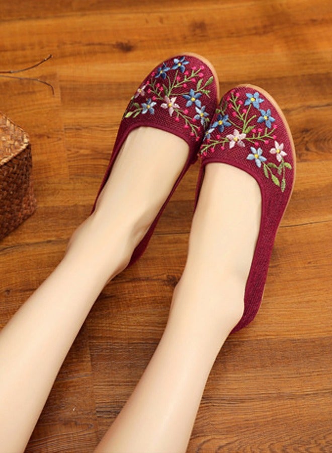 ZCM-HAPPY Breathable Slip On Old Beijing Cloth Shoes for Women - Casual Lightweight Soft-Soled Embroidered Ethnic Style Dance Shoes  - Image 4